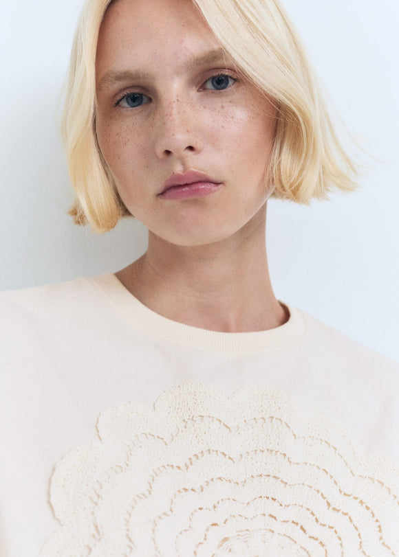 MANGO CROCHE-H 17001153-05 MANGO WOMEN T-SHIRT SHORT SLEEVE