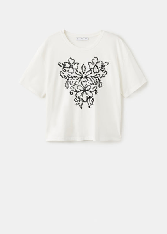 MANGO CONTRAST-W 17086736-01 MANGO WOMEN T-SHIRT SHORT SLEEVE