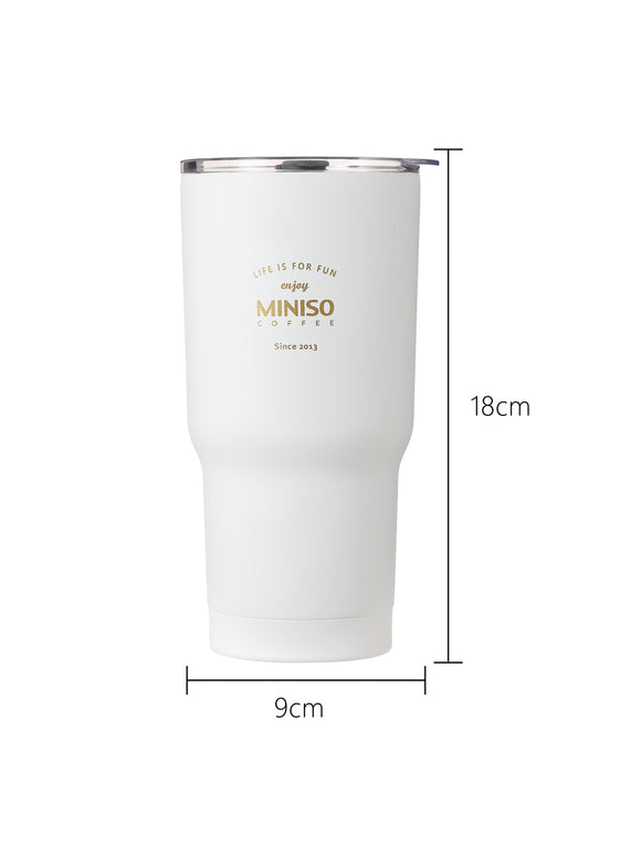 MINISO CLASSIC BLACK & WHITE SERIES-STEEL BOTTLE 580ML, WHITE 2009942811109 STEEL CUP