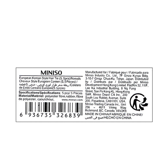 MINISO EUROPEAN KOREAN STYLE HAIR TIE ( S, 5 PCS ) 2012262710106 HAIR TIE