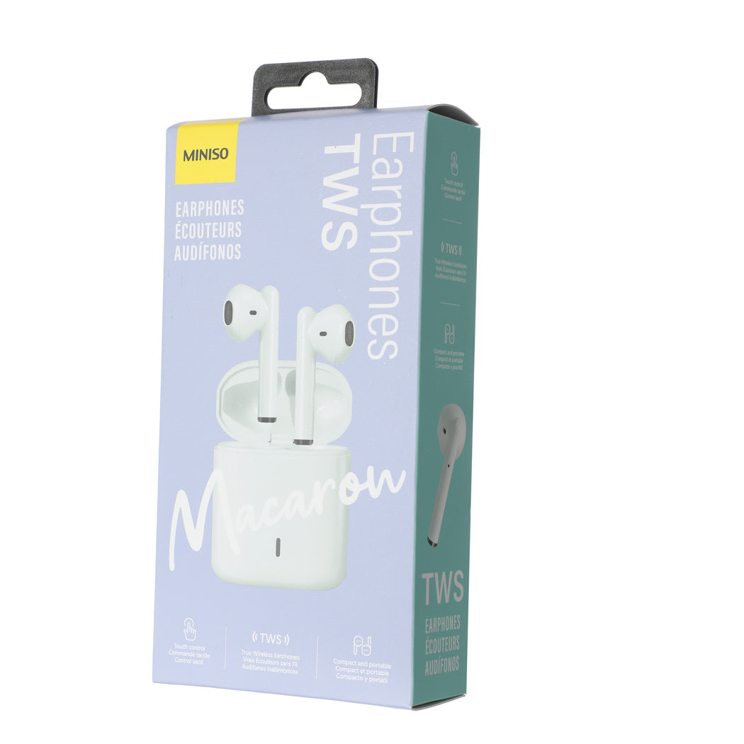 MINISO MACARON HALF IN EAR TWS EARPHONES MODEL S88 WHITE