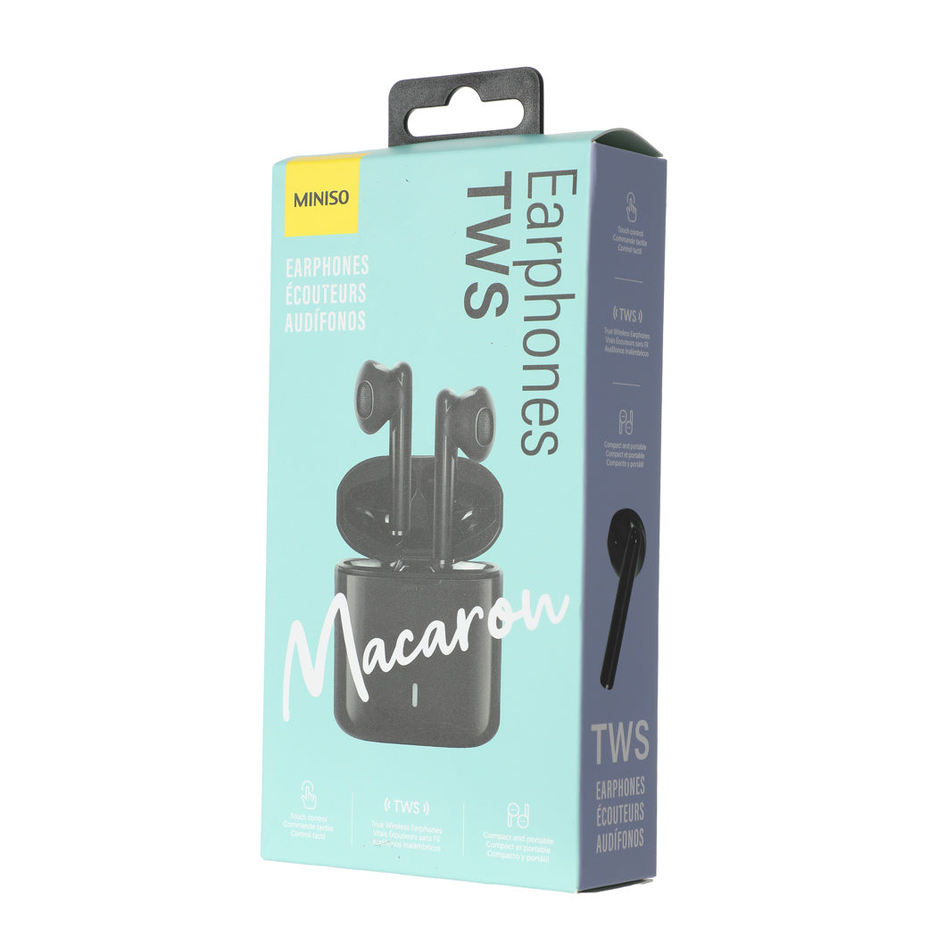 MINISO MACARON HALF IN EAR TWS EARPHONES MODEL S88 BLACK