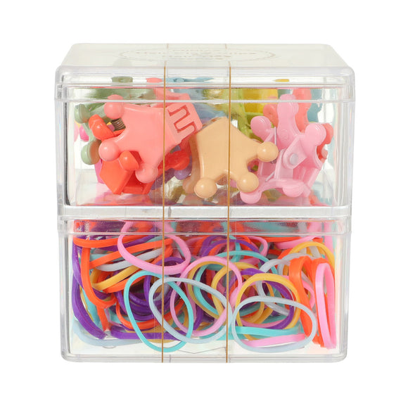 MINISO BASIC SERIES DOUBLE-LAYER HAIR CLAW CLIPS & HAIR TIES ( 220 PCS ) 2014729210105 HAIR CLIPS IN STORAGE BOX