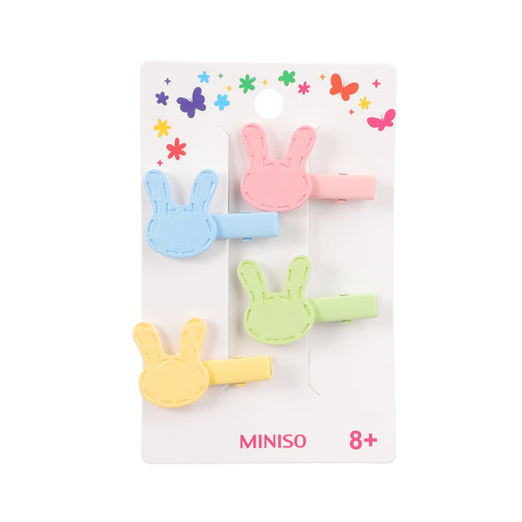 MINISO FUN SERIES BEAR RABBIT HEART HAIR CLIP (4 PCS) 2014736810107 HAIR CLIPPERS
