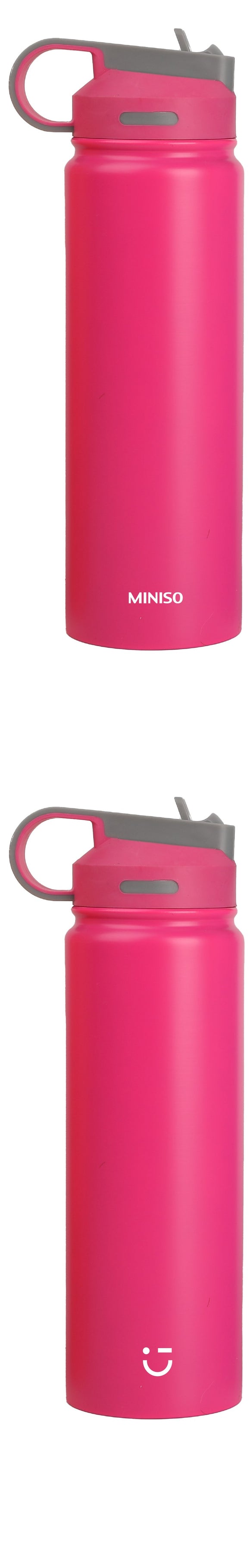 MINISO SOLID COLOR STAINLESS STEEL BOTTLE WITH HANDLE AND STRAW LID ( 900ML ) ( PINK ) 2015040914109 LIFE DEPARTMENT