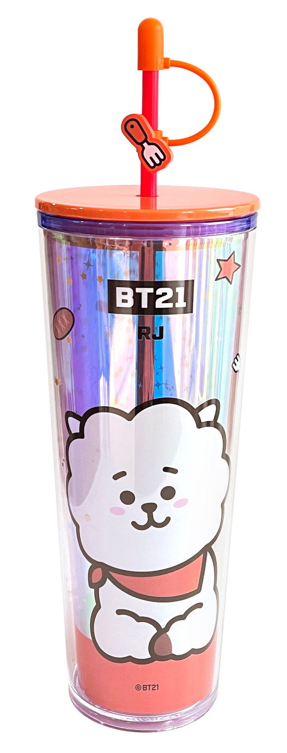 MINISO BT21 COLLECTION DOUBLE WALL PLASTIC TUMBLER WITH STRAW (800ML)(RJ) 2016371014100 PLASTIC WATER BOTTLE