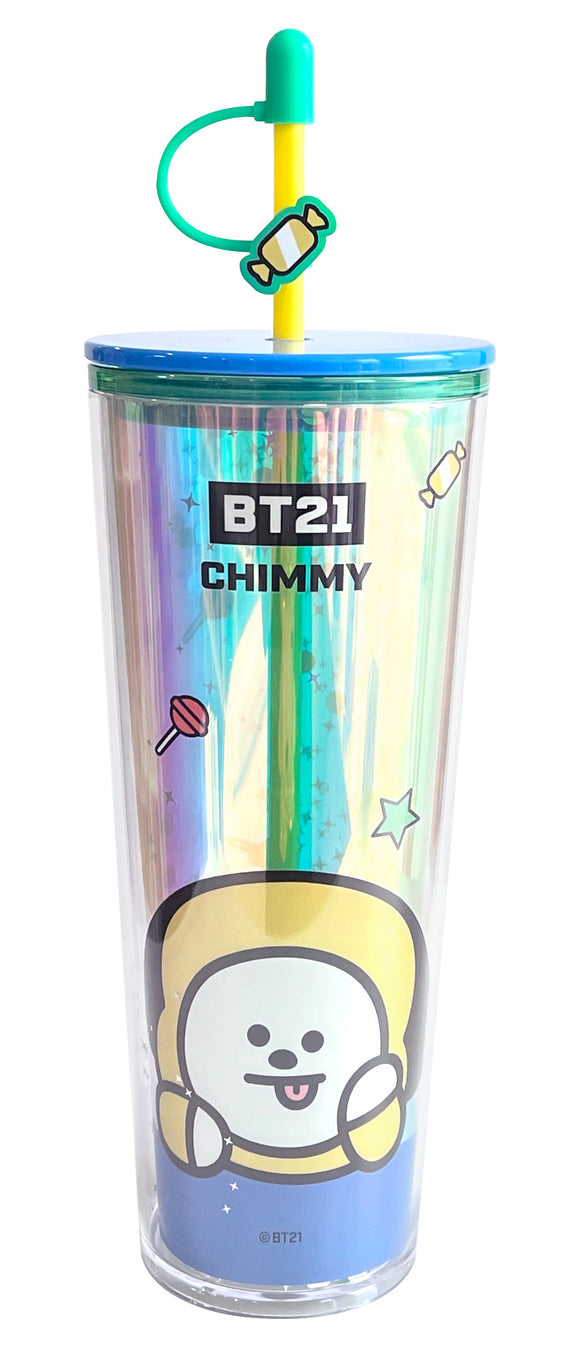 MINISO BT21 COLLECTION DOUBLE WALL PLASTIC TUMBLER WITH STRAW (800ML)(CHIMMY) 2016371016104 PLASTIC WATER BOTTLE