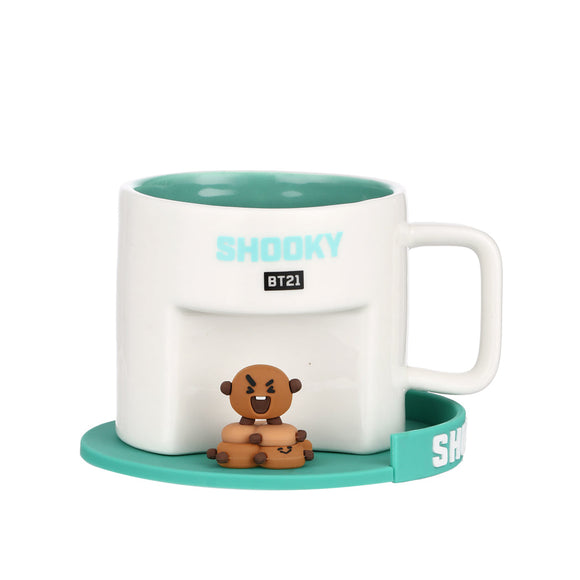 MINISO BT21 COLLECTION CARTOON CERAMIC CUP WITH COASTER ( 450ML ) ( SHOOKY ) 2016371111106 CERAMIC MUG