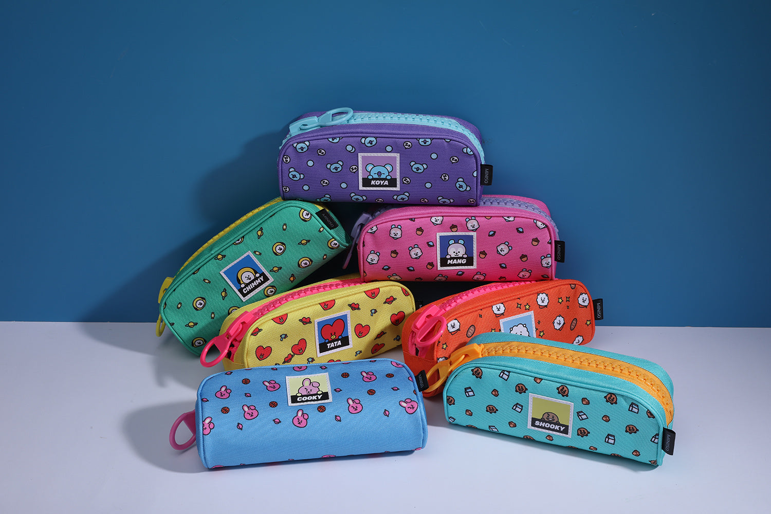 MINISO BT21 COLLECTION BIG ZIPPER STATIONERY CASE (7 ASSORTED