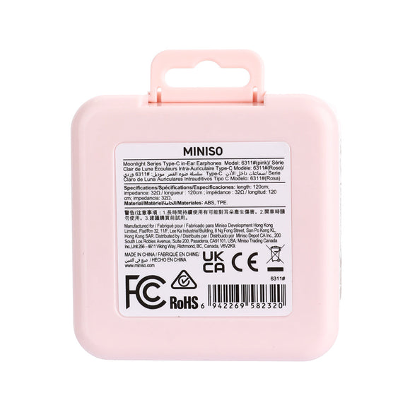 MINISO MOONLIGHT SERIES TYPE-C IN-EAR EARPHONES  MODEL: 6311#(PINK) 2016576512104 EARPHONES