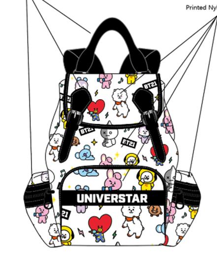 MINISO BT21 COLLECTION PRINTED BACKPACK ( WHITE ) 2018507110106 BACKPACK