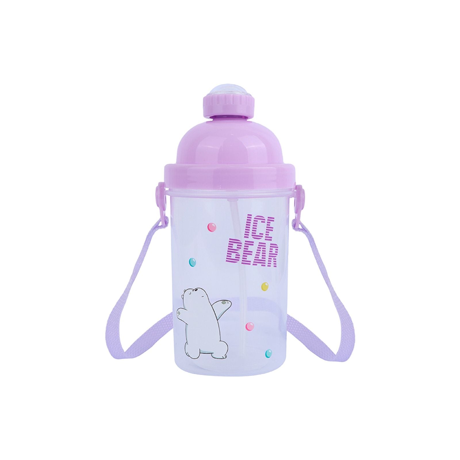 MINISO WE BARE BEARS COLLECTION 5.0 PLASTIC BOTTLE WITH SHOULDER STRAP ( 500ML ) ( LCE BEAR ) 2014418611107 LIFE DEPARTMENT