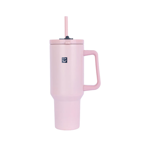 MINISO DOPAMINE SERIES DOUBLE WALL STEEL BOTTLE WITH HANDLE & STRAW 1200ML(PINK) 2022743812106 PLASTIC WATER BOTTLE