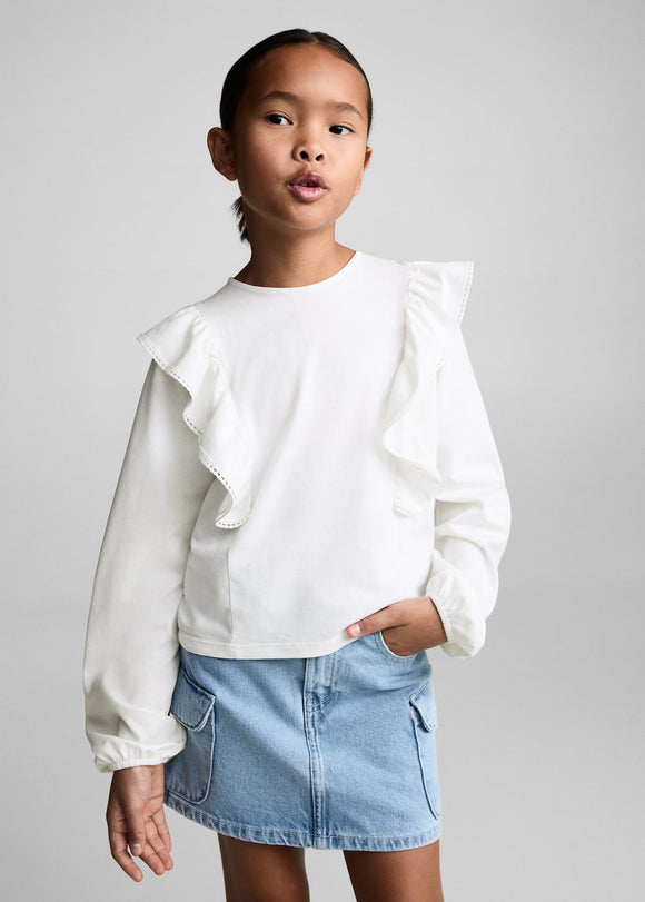 MANGO FRILL 77016010-02 MANGO KIDS GIRL T-SHIRT LONG SLEEVE