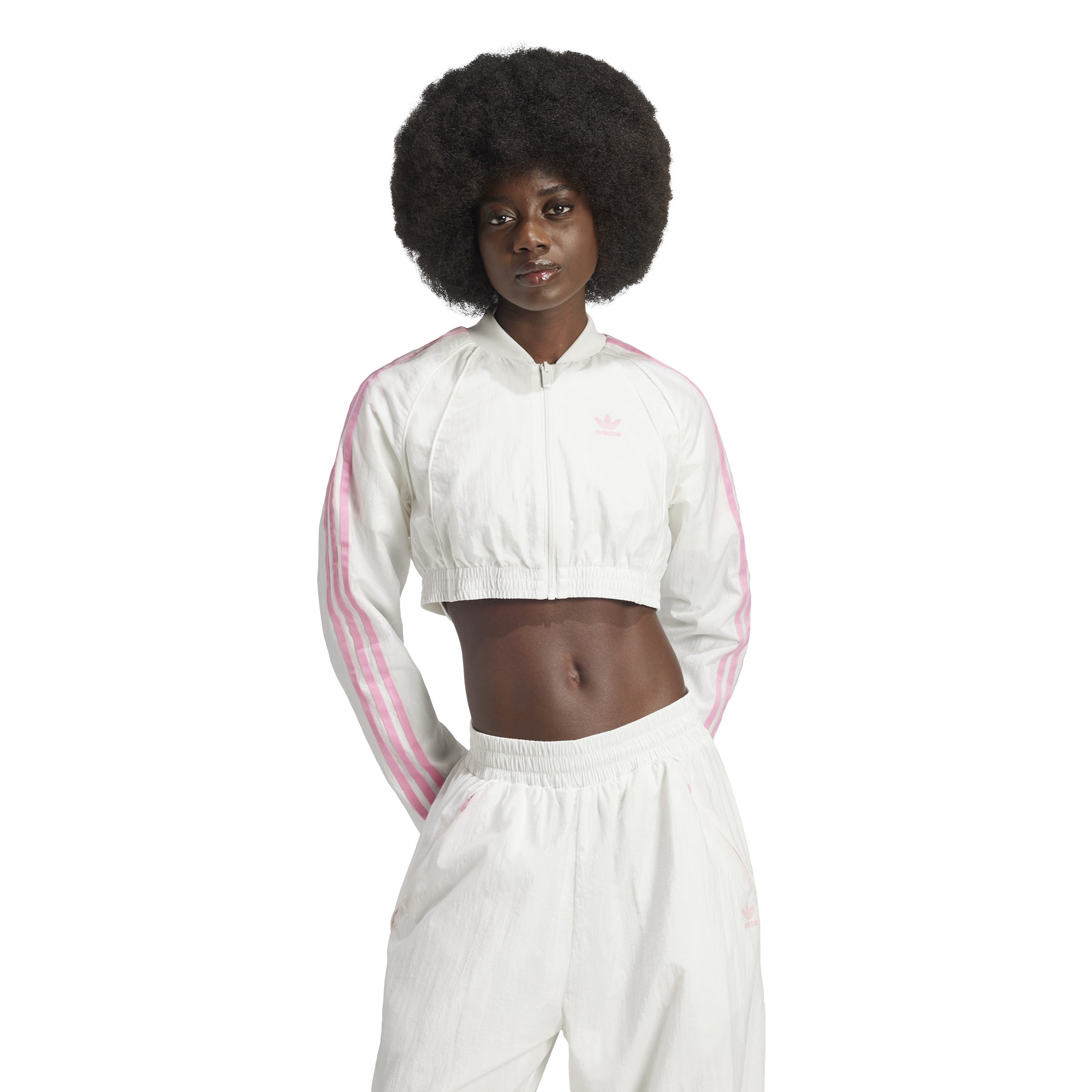 ★adidas★ Crop Track Top White Pink IW5485 Genuine Adidas Crop Track Top - White:Pink / IW5485 | eBay