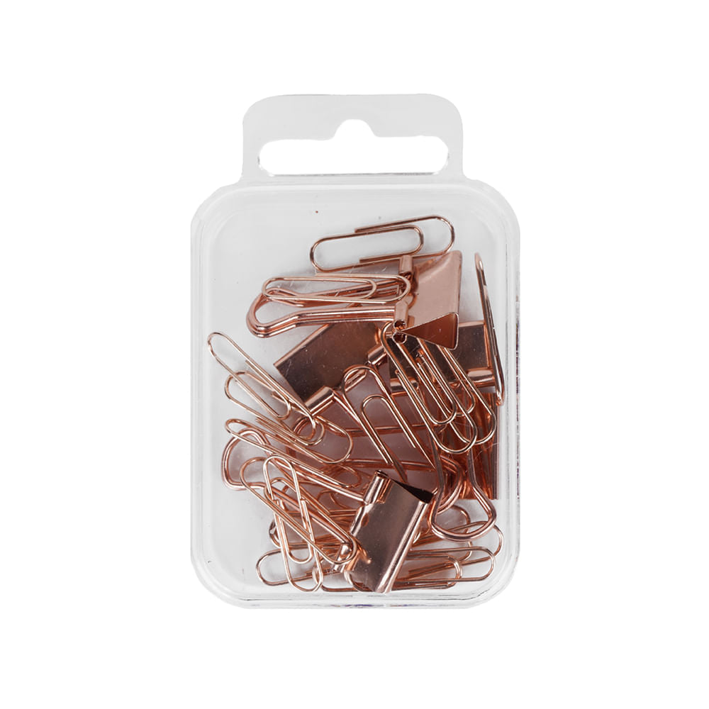 MINISO ROSE GOLD SERIES PAPER CLIPS & BINDER CLIPS SET 2015285610101 STATIONERY & GIFT