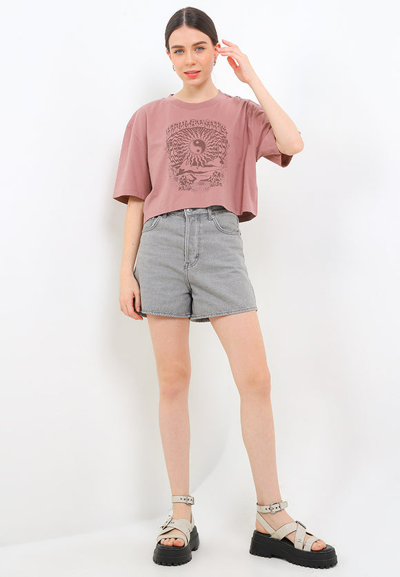 BILLABONG TWO TONE CROP TEE BBLOCW079-DTP T-SHIRT SHORT SLEEVE (W)