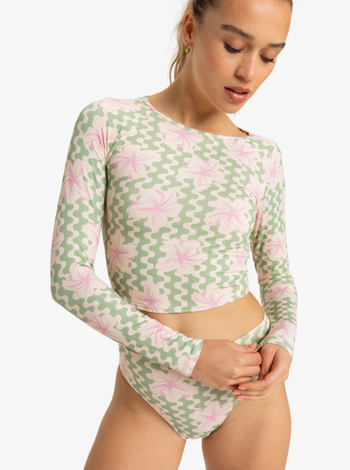 ROXY HIBISCUS DAZE ERJWR03839-GHZ5 RASH GUARD LONG SLEEVE (W