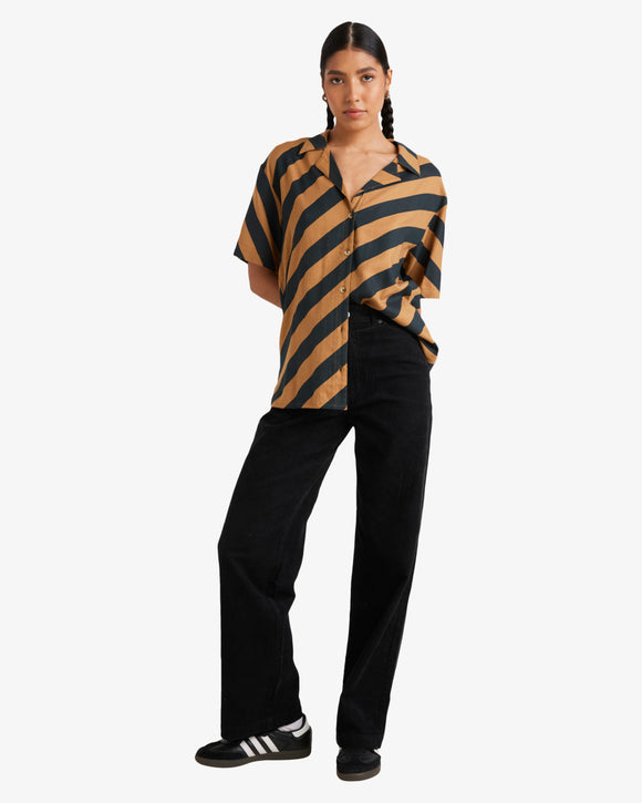 RVCA MILSPEC STRIPE UVJWT00156-CAM SHIRT SHORT SLEEVE (W)