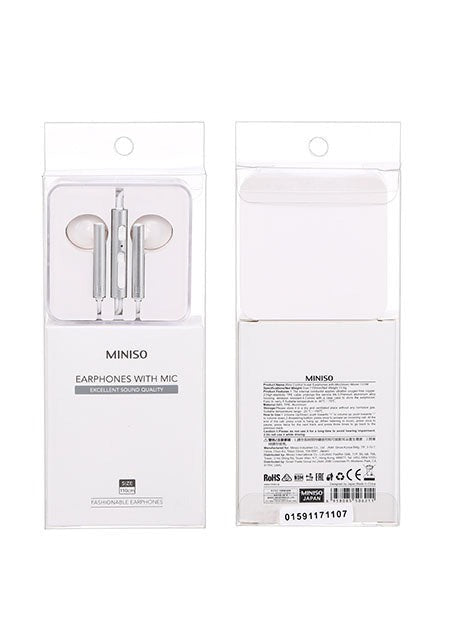 MINISO WIRE CONTROL IN EAR EARPHONES WITH MIC SILVER MODEL 1318