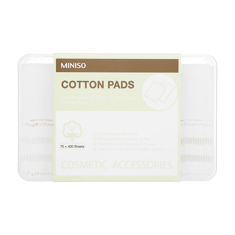 MINISO THICK & THIN COTTON PADS (75 & 400 COUNT WITH CONTAINER) 0200012501 COTTON PADS