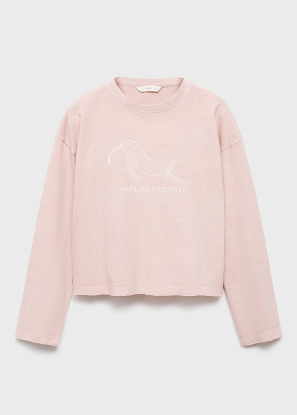 MANGO LEOPARD 17006341-85 MANGO KIDS GIRL T-SHIRT LONG SLEEVE