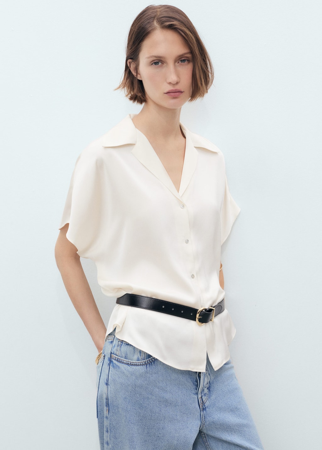 MANGO SASSA 17021156-02 MANGO WOMEN SHIRT SHORT SLEEVE