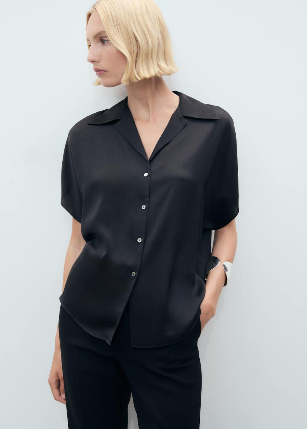 MANGO SASSA 17021156-99 MANGO WOMEN SHIRT SHORT SLEEVE