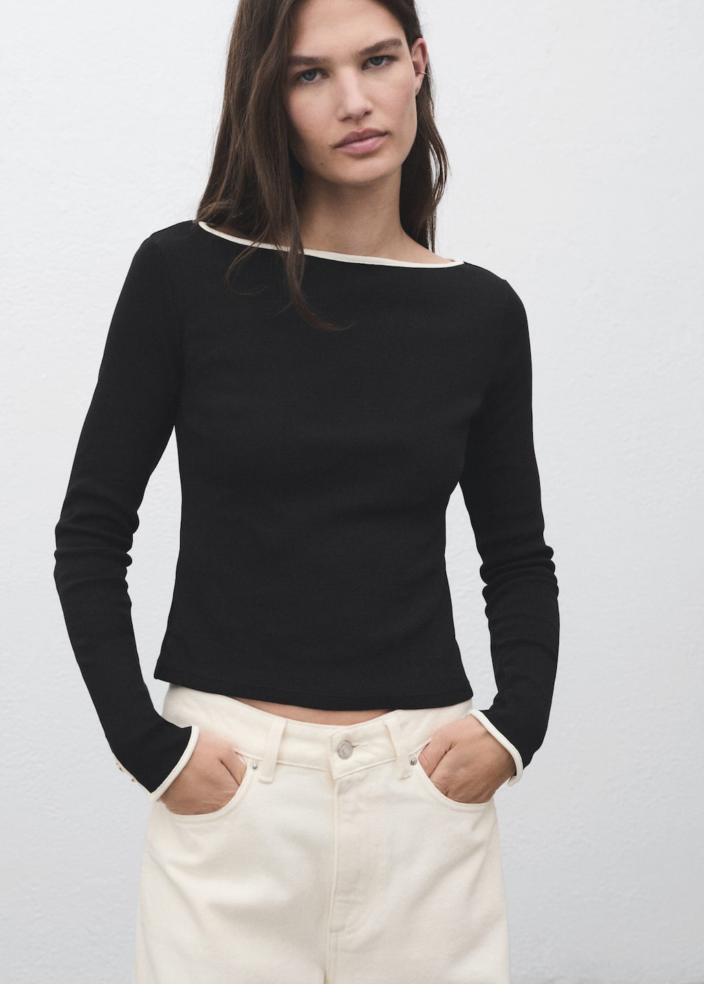 MANGO PORTA 17034085-99 MANGO WOMEN T-SHIRT LONG SLEEVE