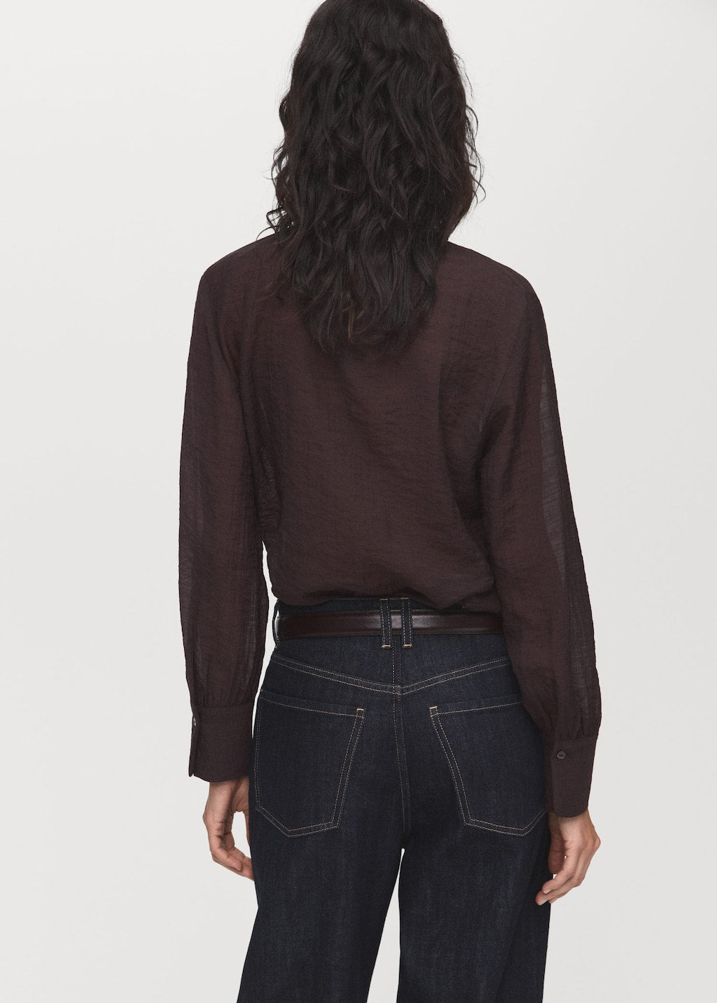 MANGO BROWN 17044138-32 MANGO WOMEN BLOUSE