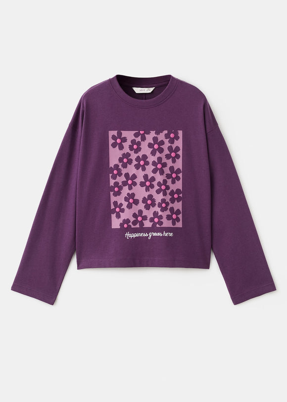 MANGO FLOWERS 17057888-66 MANGO KIDS GIRL T-SHIRT LONG SLEEVE