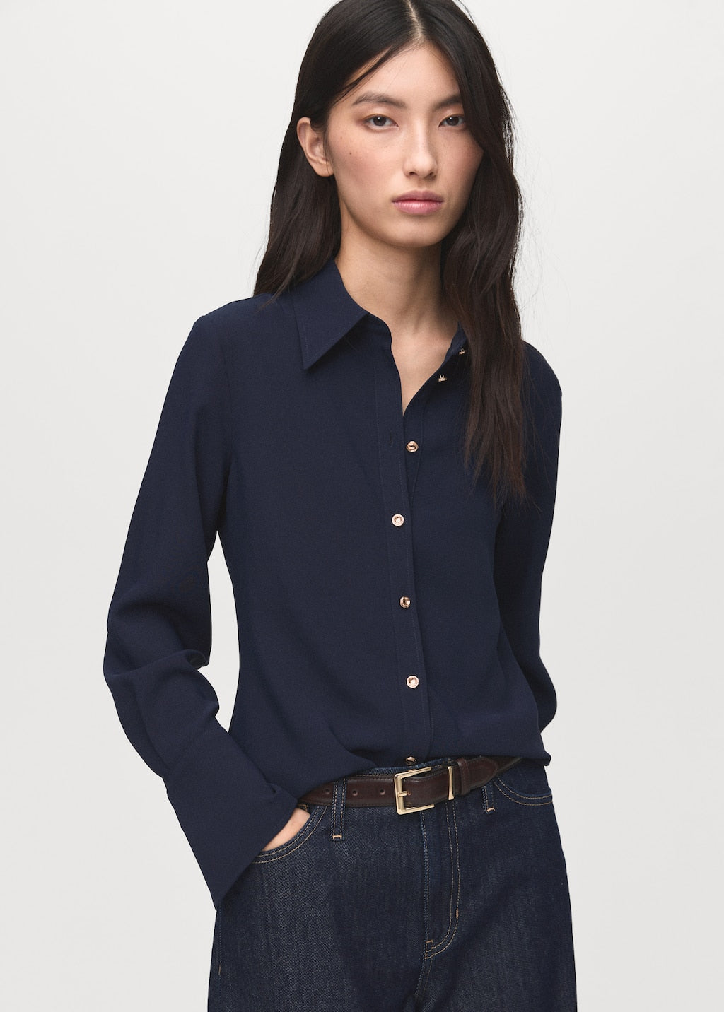 MANGO FLARE 17065804-56 MANGO WOMEN SHIRT LONG SLEEVE