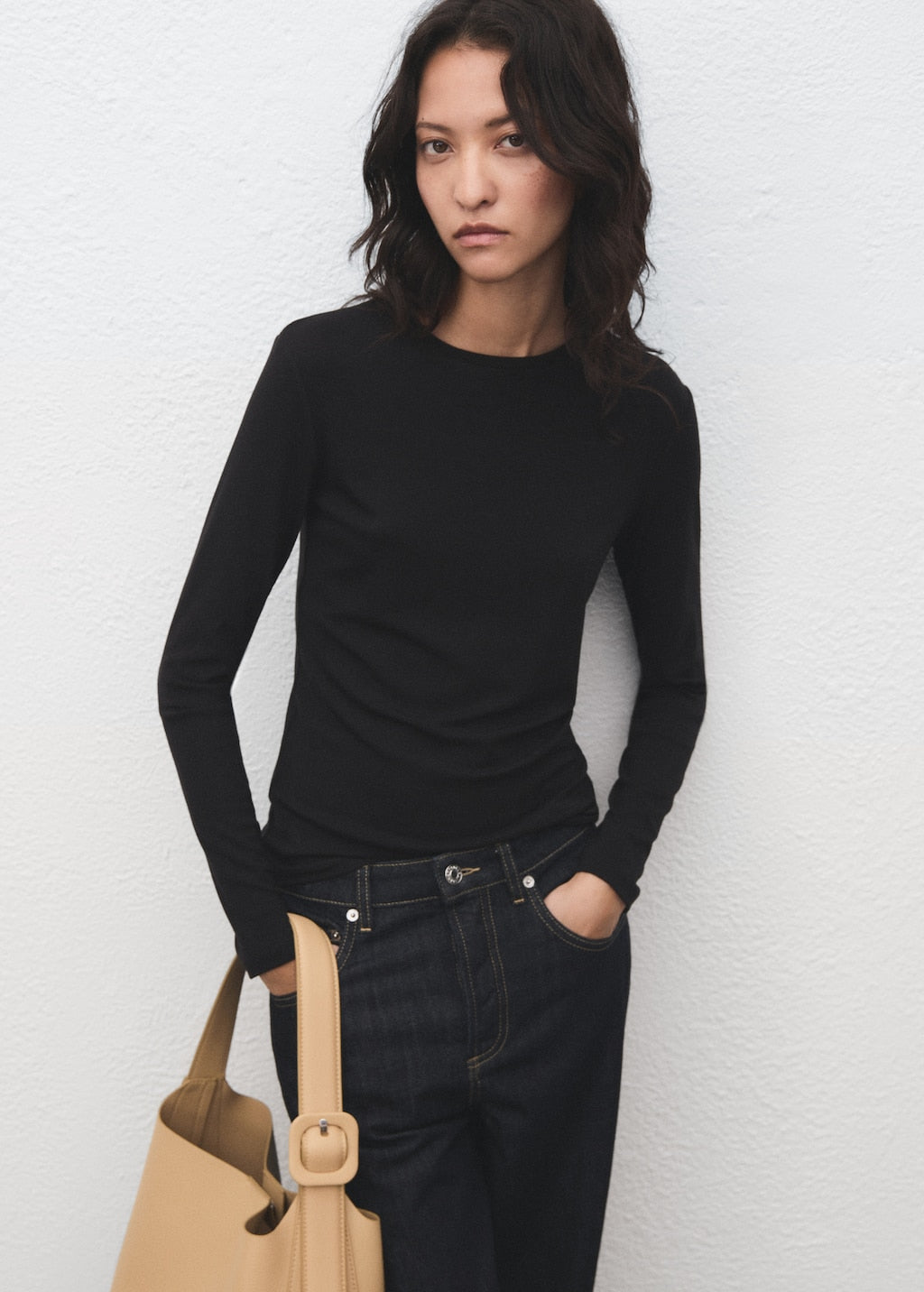 MANGO SECONDCA 17065813-99 MANGO WOMEN T-SHIRT LONG SLEEVE