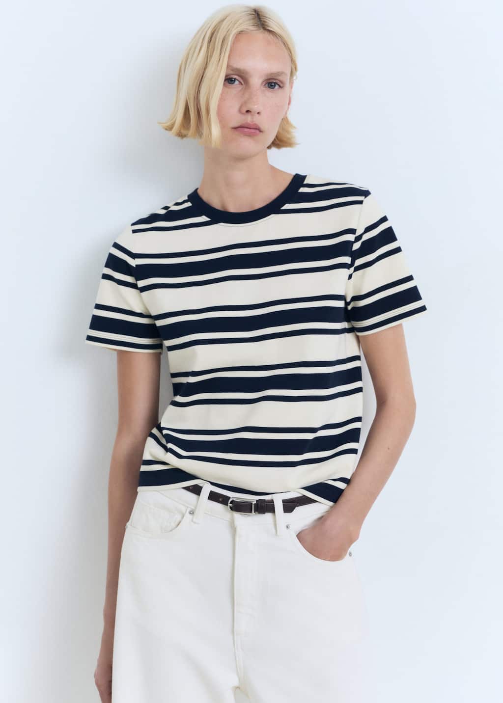 MANGO CONTRI-H 17081173-05 MANGO WOMEN T-SHIRT SHORT SLEEVE