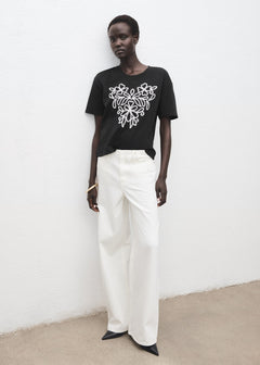 MANGO CONTRAST-W 17086736-99 MANGO WOMEN T-SHIRT SHORT SLEEVE