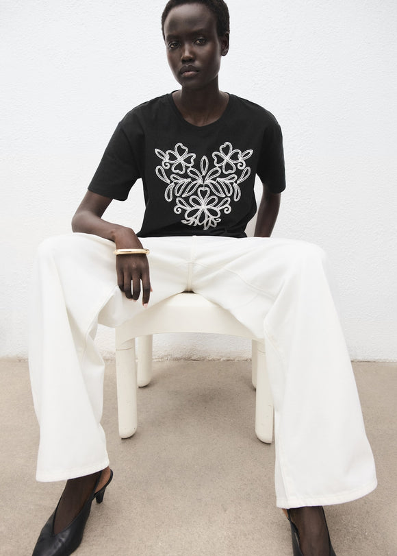 MANGO CONTRAST-W 17086736-99 MANGO WOMEN T-SHIRT SHORT SLEEVE