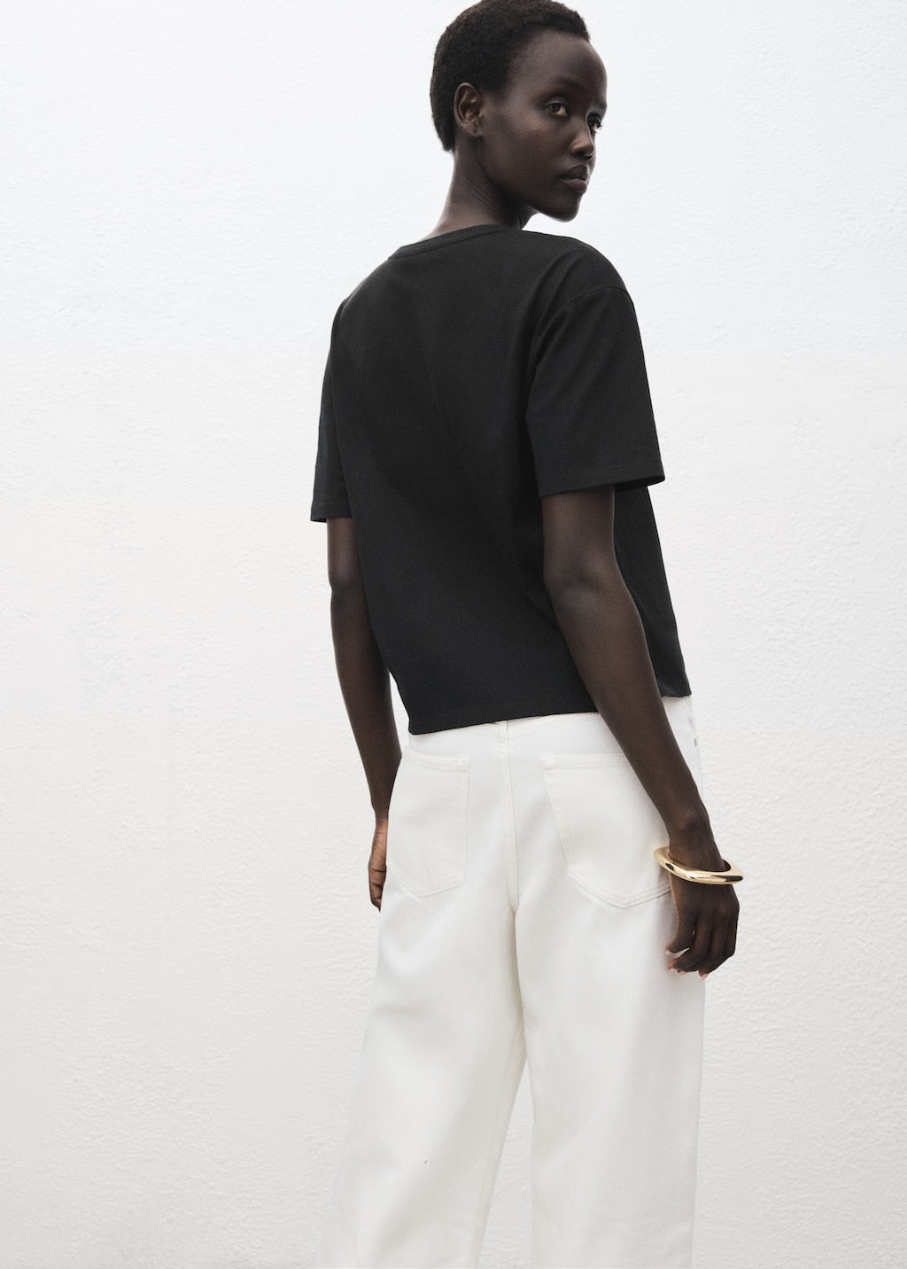 MANGO CONTRAST-W 17086736-99 MANGO WOMEN T-SHIRT SHORT SLEEVE