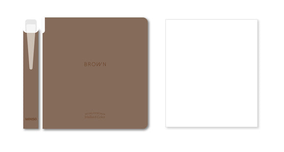 MINISO MINIMALISM RETRO COLLECTION PEN HOLDER BOOK (96 SHEETS) (MOCHA BROWN)(WITH 0.5MM BLACK GEL PEN) 2025086610101