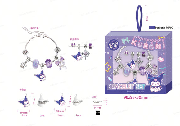MINISO KUROMI MAGIC PARTY COLLECTION METAL PENDANT DIY BEAD BRACELET MAKING KIT (PDQ) 2027933310103