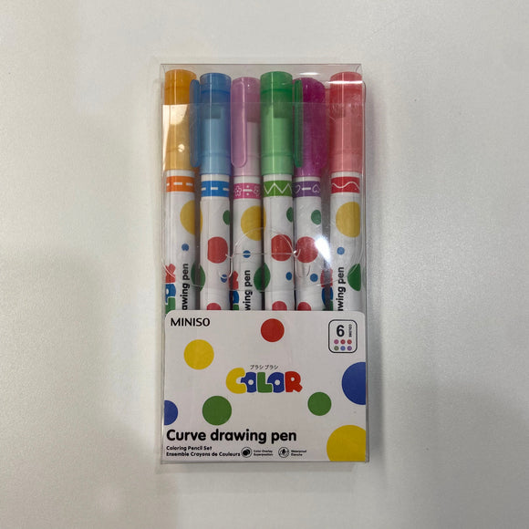 MINISO POLKA DOT SERIES CURVE HIGHLIGHTER PEN SET (6 COLORS) 2028710610102