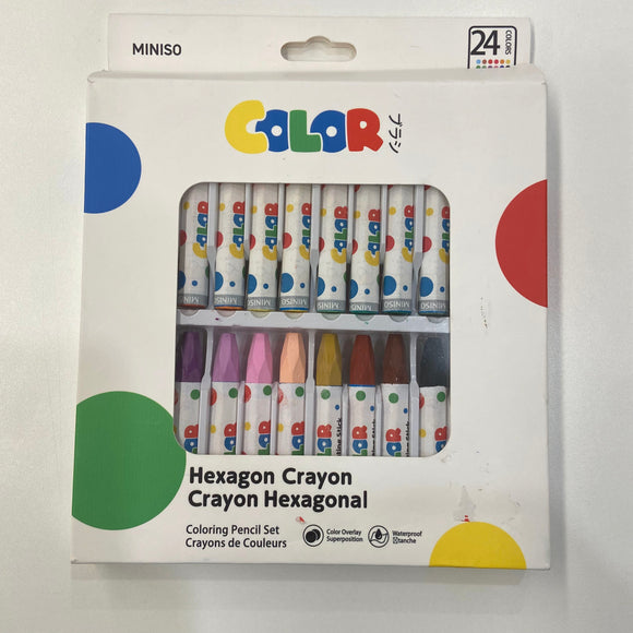 MINISO POLKA DOTS SERIES HEXAGONAL OIL PASTEL SET (24 COLORS) 2028711910102