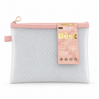 MINISO EVA SINGLE-LAYER MESH PENCIL CASE (24*18CM) (PINK) 2029079010107