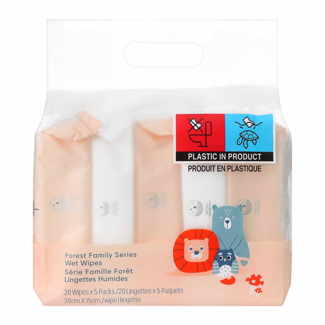 MINISO FOREST FAMILY SERIES WET WIPES ( 20 WIPES —5 PACKS ) 2007845610102 WET WIPES