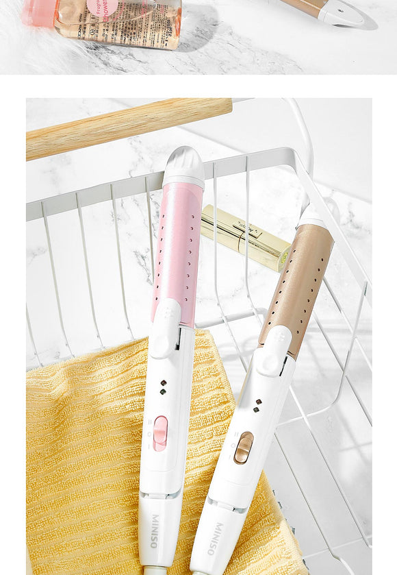 MINISO 2 IN 1 HAIR STRAIGHTENER & HAIR CURLER ( GOLD ) 2008162311109 E
