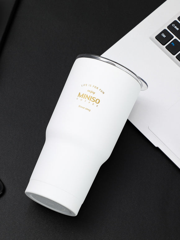 MINISO CLASSIC BLACK & WHITE SERIES-STEEL BOTTLE 580ML, WHITE 2009942811109 STEEL CUP