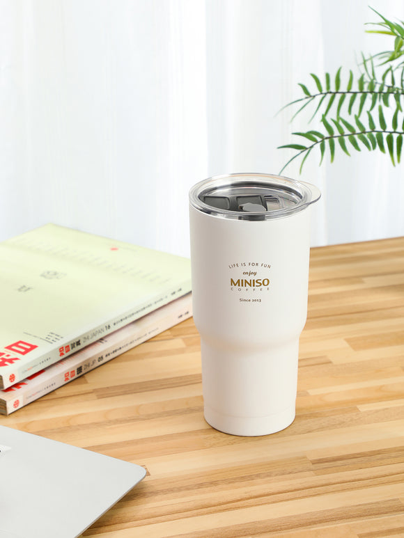 MINISO CLASSIC BLACK & WHITE SERIES-STEEL BOTTLE 580ML, WHITE 2009942811109 STEEL CUP