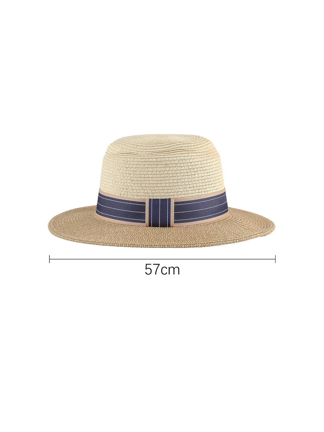 MINISO BRITISH STYLE BICOLOR STRAW HAT WITH FLAT TOP ( KHAKI ) 2010116811108 FASHIONABLE HAT-2