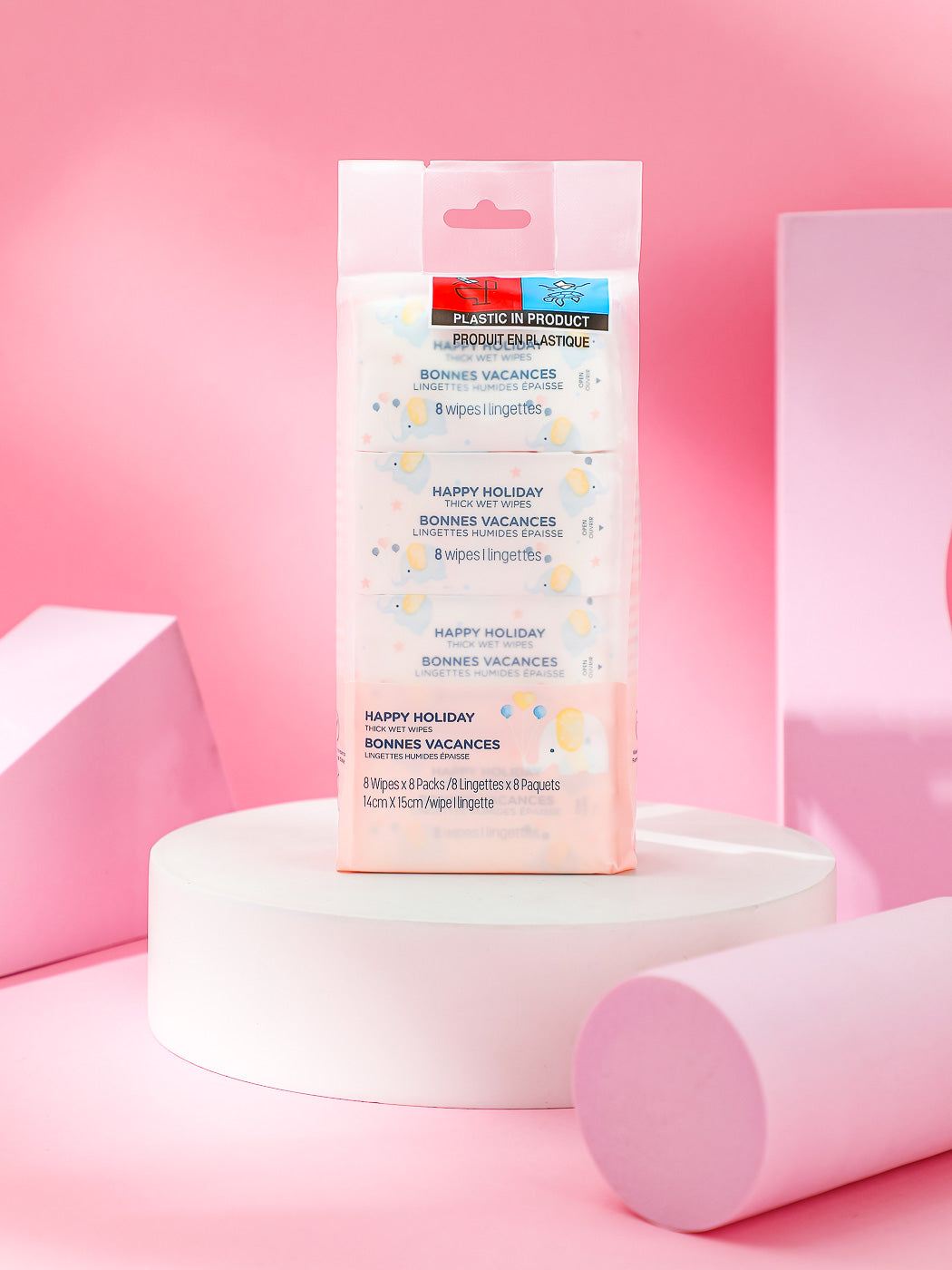 MINISO HAPPY HOLIDAY THICK WET WIPES ( 8 WIPES*8 PACKS ) 2010492410100 WET WIPES