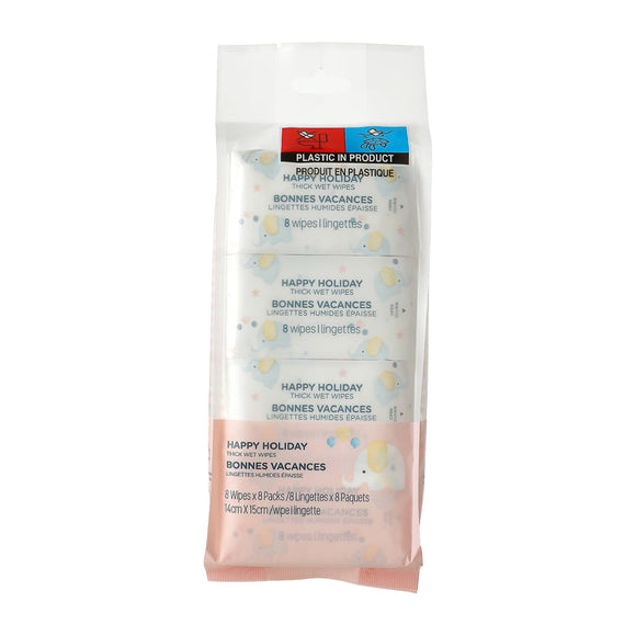 MINISO HAPPY HOLIDAY THICK WET WIPES ( 8 WIPES*8 PACKS ) 2010492410100 WET WIPES