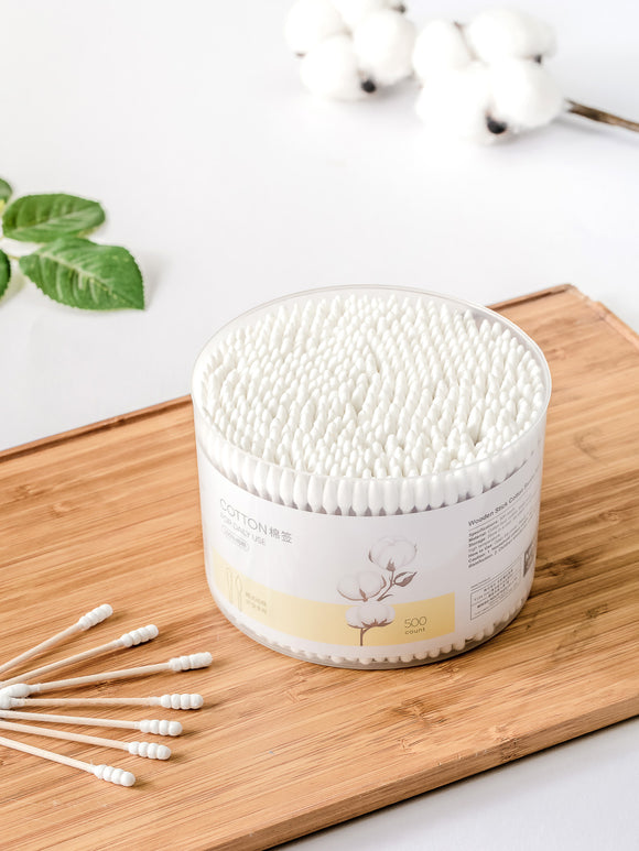 MINISO BAMBOO STICK COTTON SWABS 500 COUNT (POINTED TIPS & SPIRAL TIPS) 2010931410104 COTTON SWABS